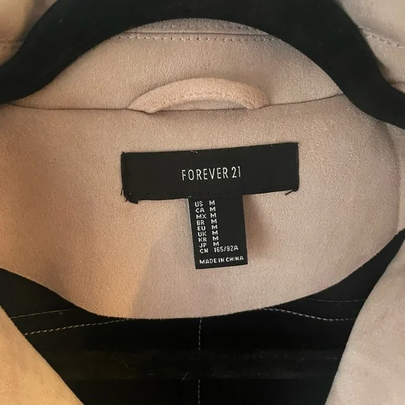 Forever 21 Faux Suede Pink Moto Jacket Women’s Medium - Picture 4 of 6